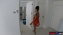 Thai amateur babe with big tits blowjob and kitchen bang