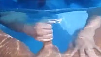 Horny Wife In Pool Playing With Guy Rock Hard Cock Making Him Bust A Load Of Cum Everywhere