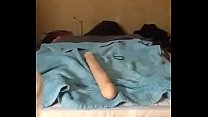 Long anal dildo fully inside boy
