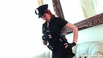 Policewoman goes wild and plays with the dildo