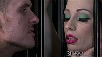 BDSM XXX Big breasted blonde gets a hardcore lesson inside her cage
