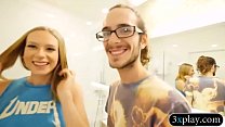 Huge boobs blonde fucked in toilet room