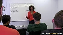 Misty Stone gets facialized by 10 big cocked man