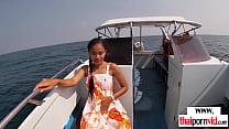 Petite asian teen with small tits pleasing a big dick on a boat