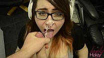 Gamergirl gets her face&throat fucked for facial achievement