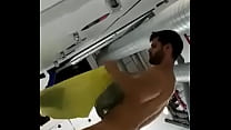 Guy with big dick naked and dressing at the locker room