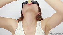 Licking Fetish  Women lick erotic bananas Pseudo blowjob