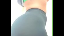 PAWG shows booty wearing tights in bathroom