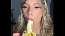 Hot Blonde Eating Banana