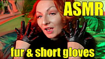 ASMR video of beauty Arya Grander in black gloves sexual sounding and close up