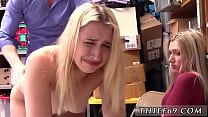 Blonde teen fucked by store manager with mum watching