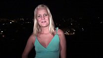 Blonde teen girl intervew for PUBLIC orgy Part 1