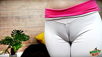 Big Natural Boobs Bounce on the Treadmill & an Superb Camel-toe wearing Lycra-Spandex White Pants