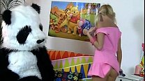 Striptease and hot fuck for shy Panda