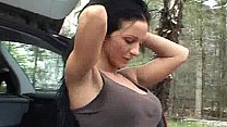 Busty amateur wife fucked in a car with cumshot