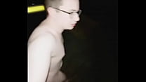 Faggot fully exposed outdoor on the public street