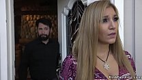 Foreign exchange student Moka Mora with nice blonde hair got tied up by her host and then rough pussy fucked