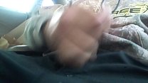Massaging and stroking the head of my cock in my car!!