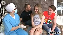 Dude assists with hymen check-up and drilling of virgin kitten