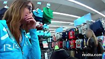 czech nympho gets seduced in the shopping centre and poked in pov