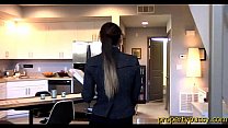 Busty young realtor sells a million dollar home to a client