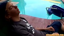 Naughty gays hard fucked by the pool