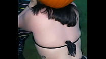 Mandimayxxx gets donkey fucked by Gibby The Clown with a pumpkin on her head
