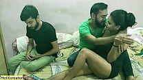 Indian brother shared his hot girlfriend with virgin boy and fucking together!!! with clear hindi audio