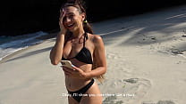 Blowjob on the beach with hot brunette!