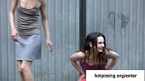 Two amateur girls from hotpissing.org peeing in public