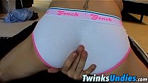Twink strips undies for masturbation