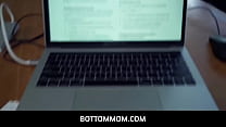Tattooed stepmom notices that her stepson Johnny is having trouble focusing on studying for his exam, when she catches him masturbating