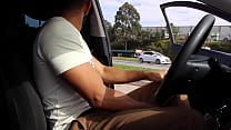 Exhibitionist Guy riding a car