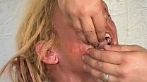Bizarre worms humiliation and filthy mess degradation of blonde slaveslut