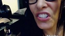 Busty babe in glasses having multiple orgasms on cam
