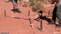 Weird couple Claire Adams and Maestro picked up hot brunette hitchhiker Amber Rayne and in a desert rough whipped and caned her in threesome