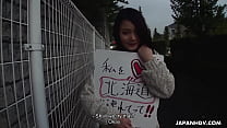 Japanese hitchhiker Ako Nishino blows a stranger's dick in the car uncensored.