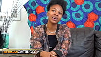 Beautiful smart black lady comes to interview for modeling job, gets producer horny with her sweet words, strips off her clothes and twerks with good flow, sucks his white dick, moans loud like a whore outdoors. Watch scene uncut at African Casting . Com