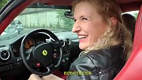 A pretty blonde gets dildo on a Ferrari