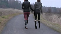 black leggings walking