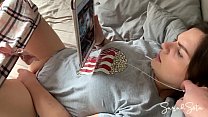 step Sister caught masturbating - step brother wants to tell step mom but step sister has a better idea - fucking her pussy good and cumshot on her back