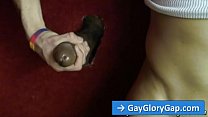 Sexy white male Boi Toy enjoy black dick sucking at gloryhole