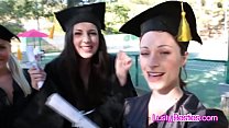 Four BFFs licking pussy after graduation