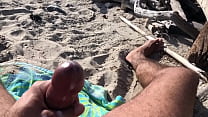 Big cock jerk at a public beach in So Cal.