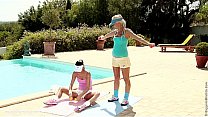 Devin and Iris workout then have lesbian fun near the pool by Sapphic Erotica