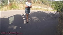 Dick flash - I pull out my cock in front of a young girl in the public street and she helps me cum - it's very risky