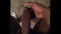 Stroking my big long thick black cock