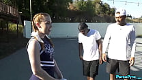 Puta Cheerleader Arietta Adams Gets Gang Fucked By Negro Athletes
