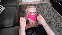 Masturbating to my pink G-string | G-string pussy stuffing | clit rubbing | smelling