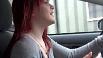 Redhead Emo car driving horny